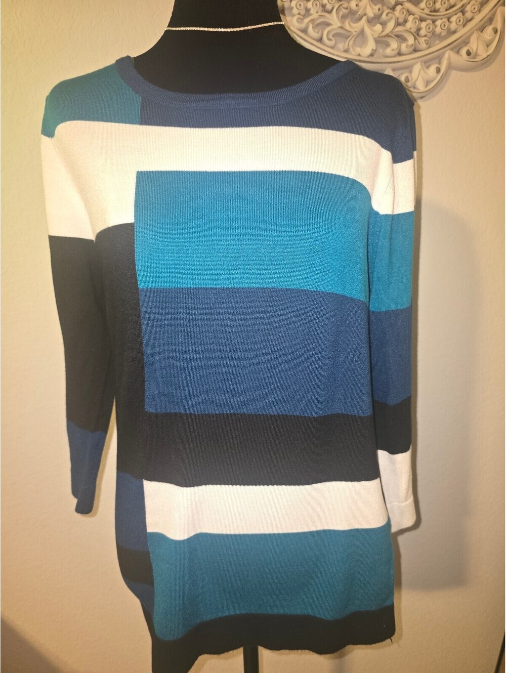 Carol Rose Striped Long Sleeve Pullover Sweater Medium